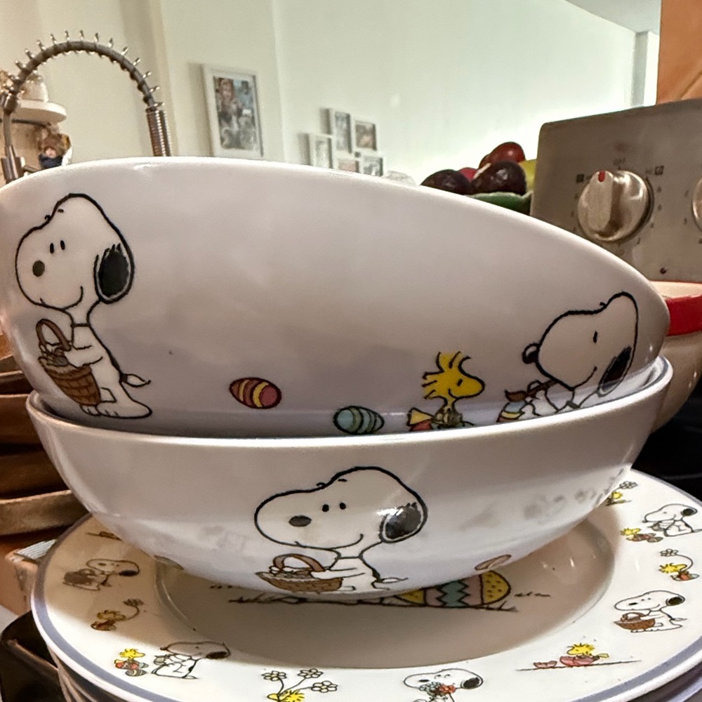 Peanuts snoopy Easter Bowls ( separate listing with dinning plates matching )